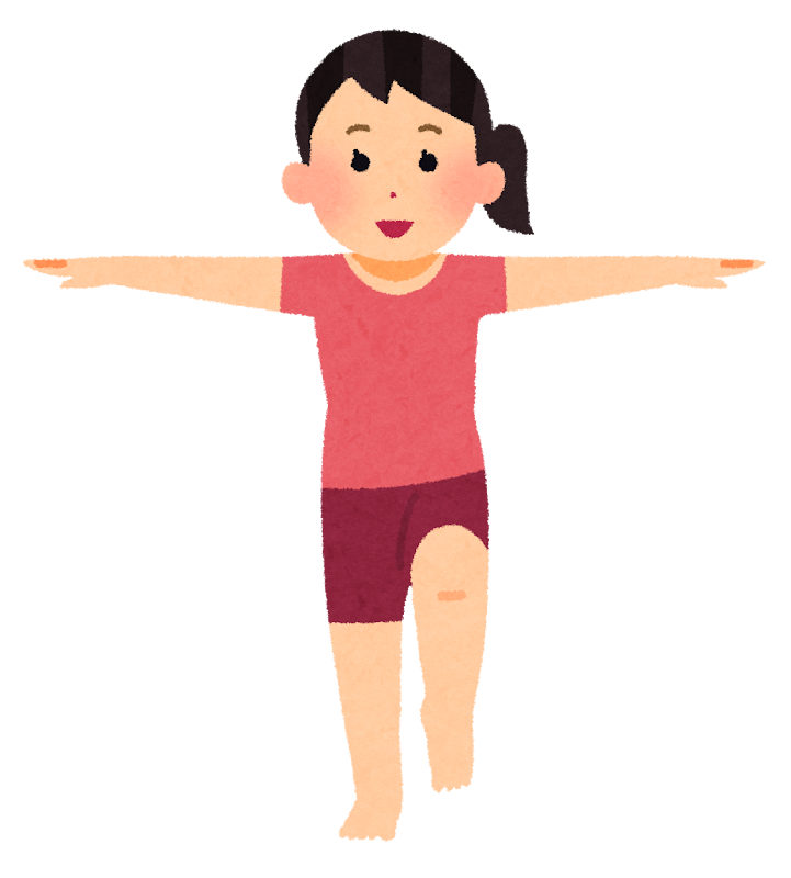 片足立ちのイラスト（女性）